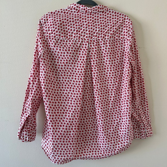 Grayson Cotton White Red Floral Print Button Blouse Top L - Picture 8 of 8